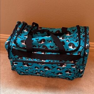 Teal Whale Print Duffel Bag